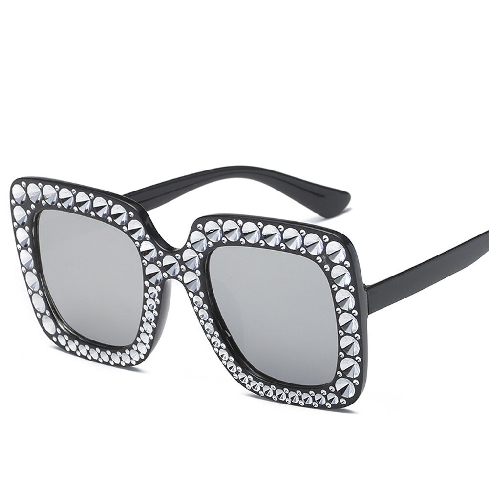 Firkantede vandre solbriller kvinder italien mærke diamant solbriller damer vintage overdimensionerede kvindelige beskyttelsesbriller  uv400: 12-jh15982-c3