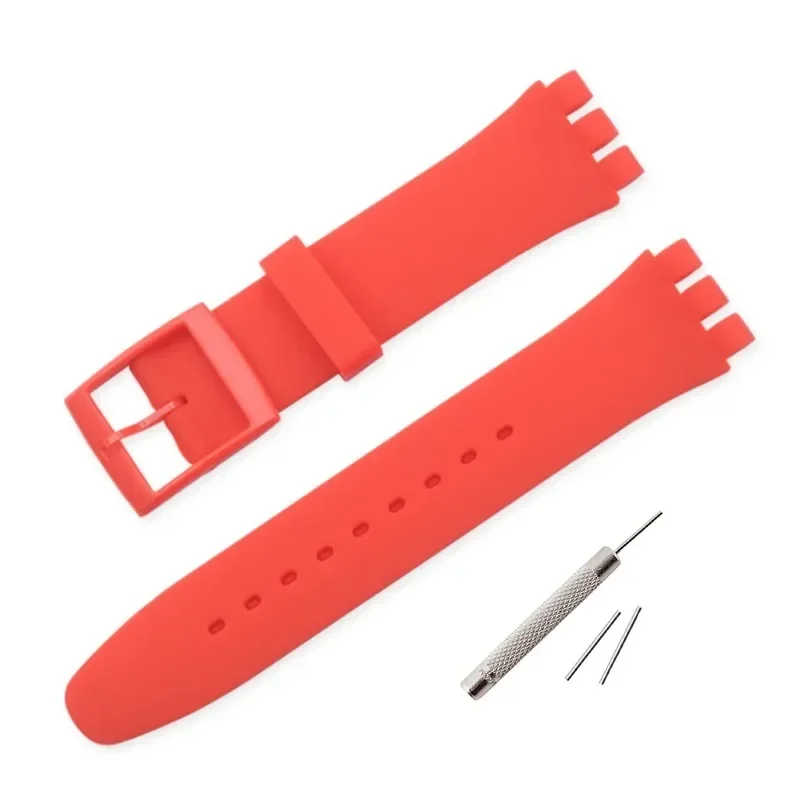 Bracelet de rechange en silicone pour montre Swatch, bracelet en caoutchouc coloré, accessoires pour hommes et femmes avec outil, 17mm, 19mm, 20mm, 16mm