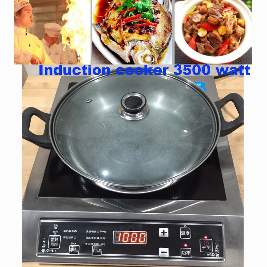 3500 W Stainless Steel Induction Cooker Black Crystal Panel Scheduled Appointment Waterproof Intelligent Temperature Regulation