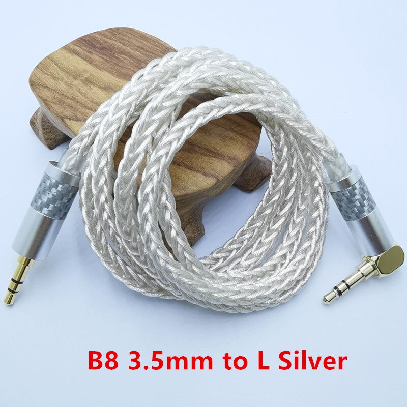 B8 Jack 3.5 Audio Cable 3.5mm Speaker Line Aux Cable for Phone Car Headphone Audio Jack Audio Cable For Amplifier DAP DA: B8 3.5 to L Silver / 10cm