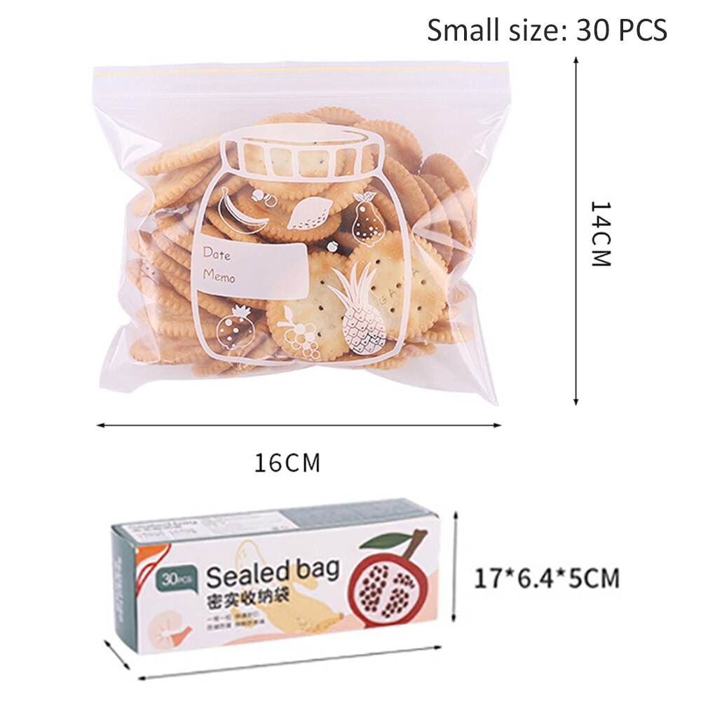 Self-sealing Food Storage Bag Single-reinforced Airtight Bag Leakproof Containers Fresh Food Storage Bag: S 30PCS