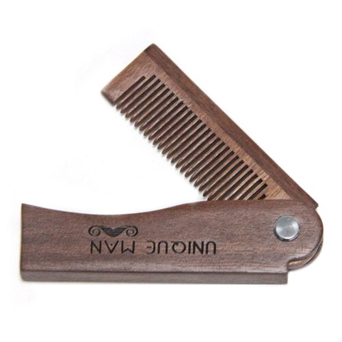 para barba peine hombre cepillo pelo Peine de madera Natural de sándalo para barba, bolsa plegable, cepillo de pelo, barba y bigote, para hombres: style1