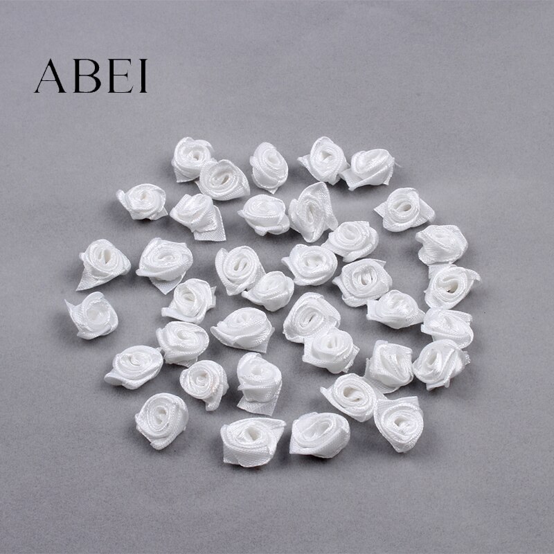 100pcs 15mm Witte Roos Bloem Hoofd Lint Boutique Accessoires Thuis Plakboek Decoratie Accessoires