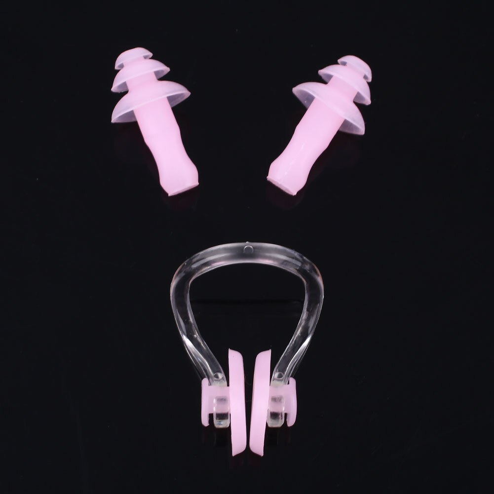 Silicone Anti-Water Oordopjes Neusklem Zwemmen Waterdichte Kit Surf Duiken Box Set Zwembad Accessoires Water Sport: pink