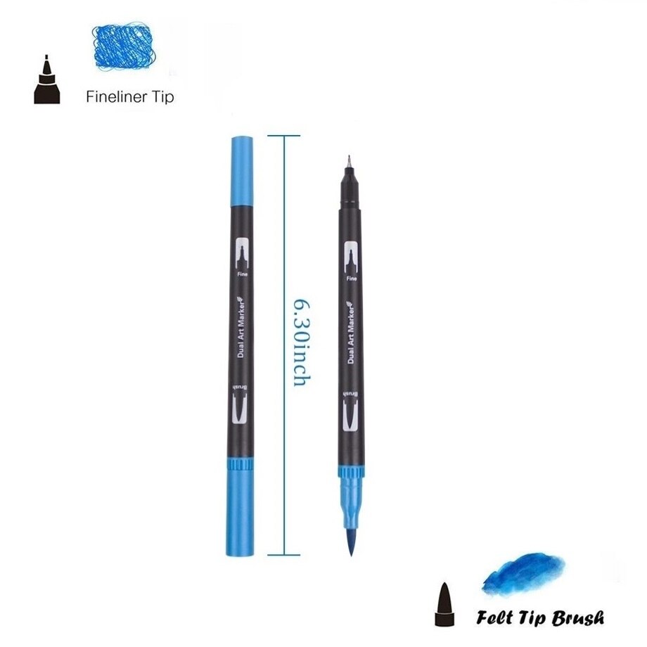 120 Kleuren Box Art Markers Fine Liner Dual Tip Borstel Pennen Set Tekening Schilderij Aquarel Pen Schoolbenodigdheden