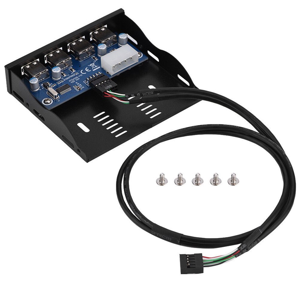 Front Panel 9 Pin PC Cable Hub Adapter Floppy Bay 4 Port USB 2.0 Computer Internal Media Dashboard With Screws Desktop Bracket