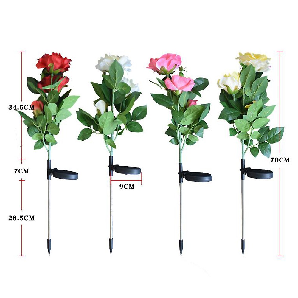 Solenergi roser blomster lys havelandskab lampe udendørs gård led lys smukke romantiske afslappet fest haveindretning 3