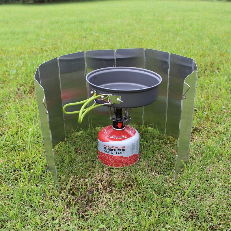 10 Plates Foldable Stove Windshield Outdoor Gas Stove Windshield Camping Cooker Gas Stove Wind Shield Stove Wind Shield