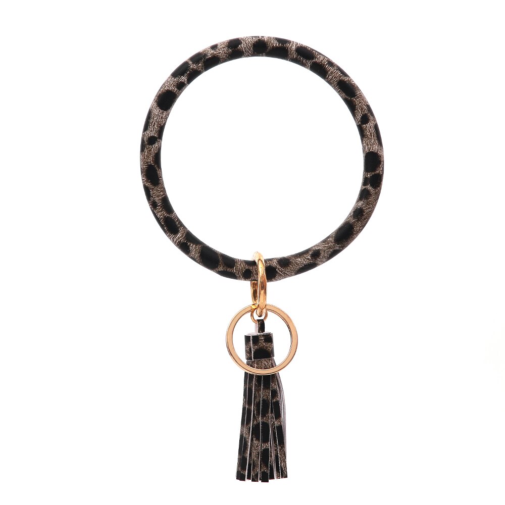 PU Lederen Armband Sleutelhanger voor Vrouwen Mode Luipaard Polsbandje Sleutelhanger tassel Bangle Sleutelhanger Pols Accessoires: BW4