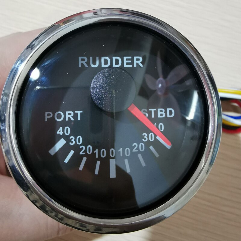 52mm Rudder Angle Indicator -40-40 Gauge Rudder Angle Meter 0-190 ohm Sail boat With Mating Sensor Red Backlight 12V/24V