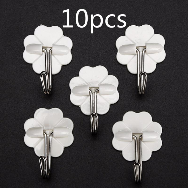 20pc Self Adhesive Wall Hooks Family Robe Hanging Hook Hat Bag Robe Hats Bag Key Wall Hanger Seamless Multi-Purpose Hook: 10pcs plum blossoms
