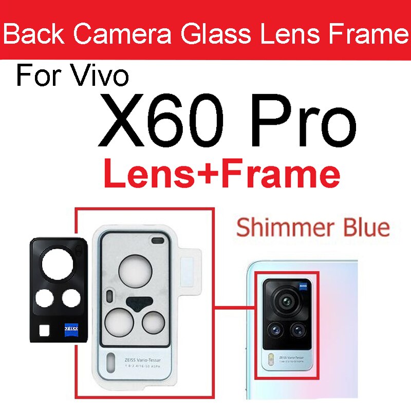 Soczewka aparatu tylnego obiektywu dla Vivo X50 X60 Pro X50 X60 Pro Plus aparat z tyłu obiektywu obudowa ramowa wspornik naklejki wymiana: X60 Pro Blue
