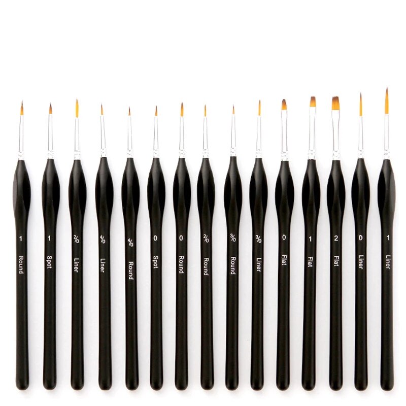 Miniatuur Schilderij Kit - (Set van 13) Micro Detail Penselen met zwarte draagtas voor het schilderen van actiefiguren, modellen, Nail Art, Fantasy Nails, Acryl, Olie, Detail Art, Gebrandschilderd