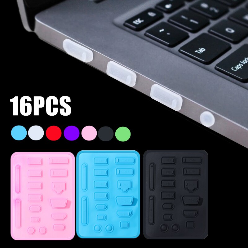 16Pcs Universele Laptop Siliconen Dust Pluggen Anti-Dust Stopper Usb Plug Notebook Pc Poort Opladen Bescherming Stofkap voor Computer