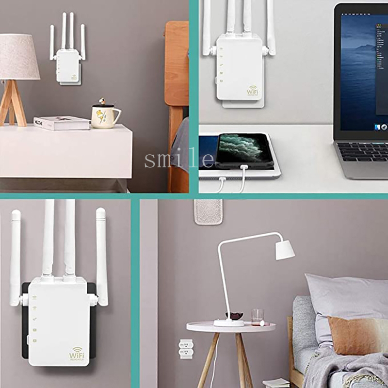 Wifi Repeater Signaal Extender 1200 Mbps 2.4 &amp; 5Ghz Draadloze Internet Versterker Covers 20 Apparaten Met 4 Geavanceerde Antennes