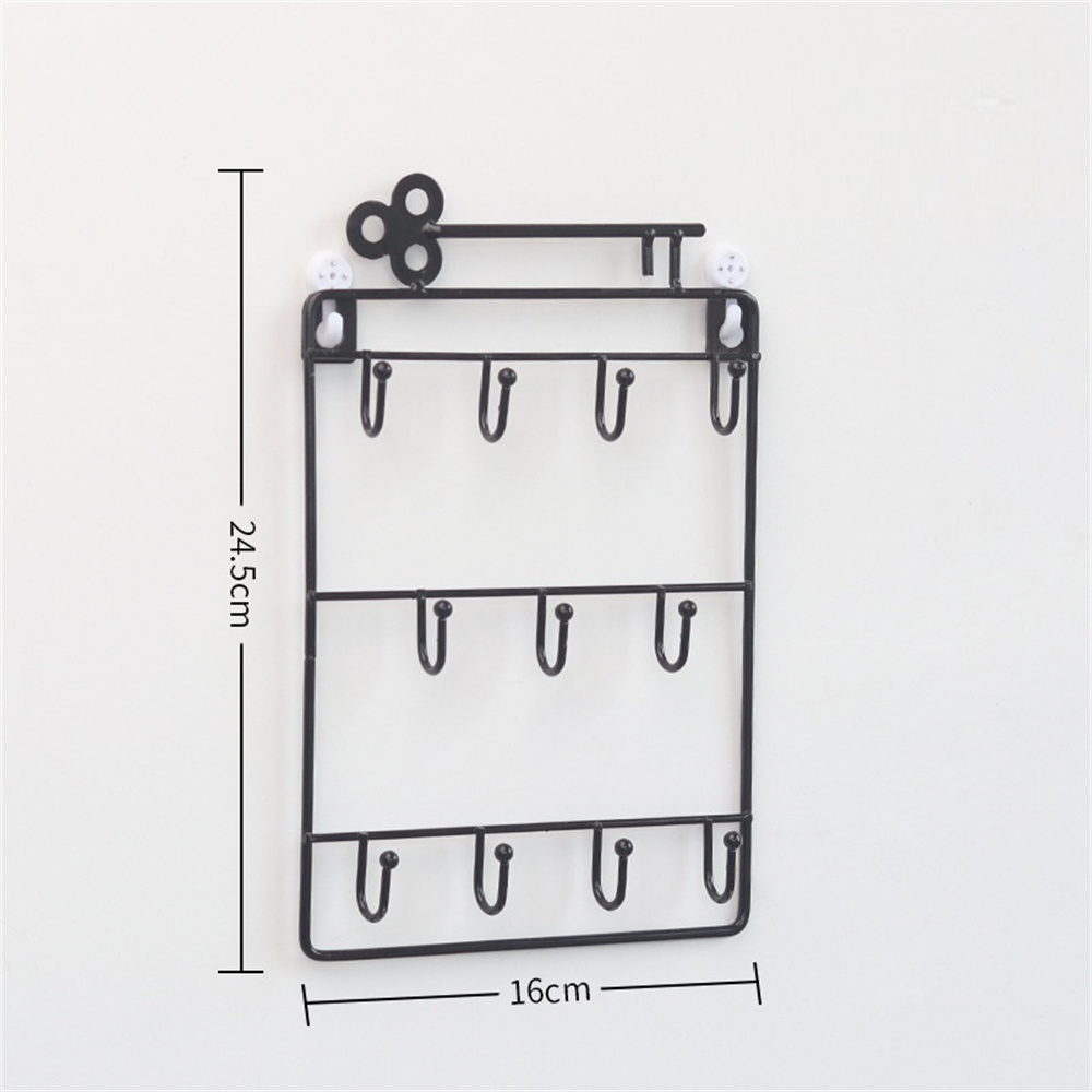 Wall Mounted Key Holder Storage Rack Organizer with hook for Entryway gate Doorway jewelry shelf hanger hanging lock opener: black