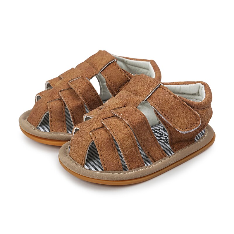 Beckior Baby-sandalen für mädchen und jungen, flach, weich, rutschfest, aus gummi, Ideal als lauflernschuhe oder krabbelschuhe für babys und kleinkinder ab 0-18 monaten.: Braun / 7-12 monate
