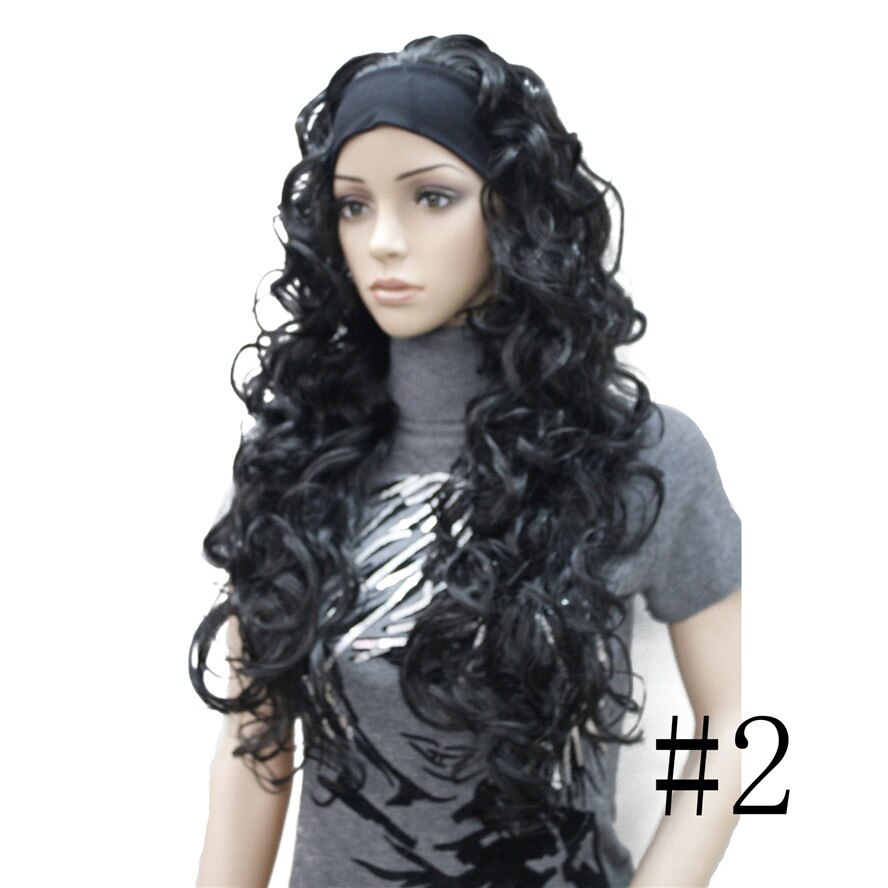 StrongBeauty, cabello rizado largo para mujer, 3/4 pelucas, peluca con diadema para mujer negra/rubia, 7 colores: # 2