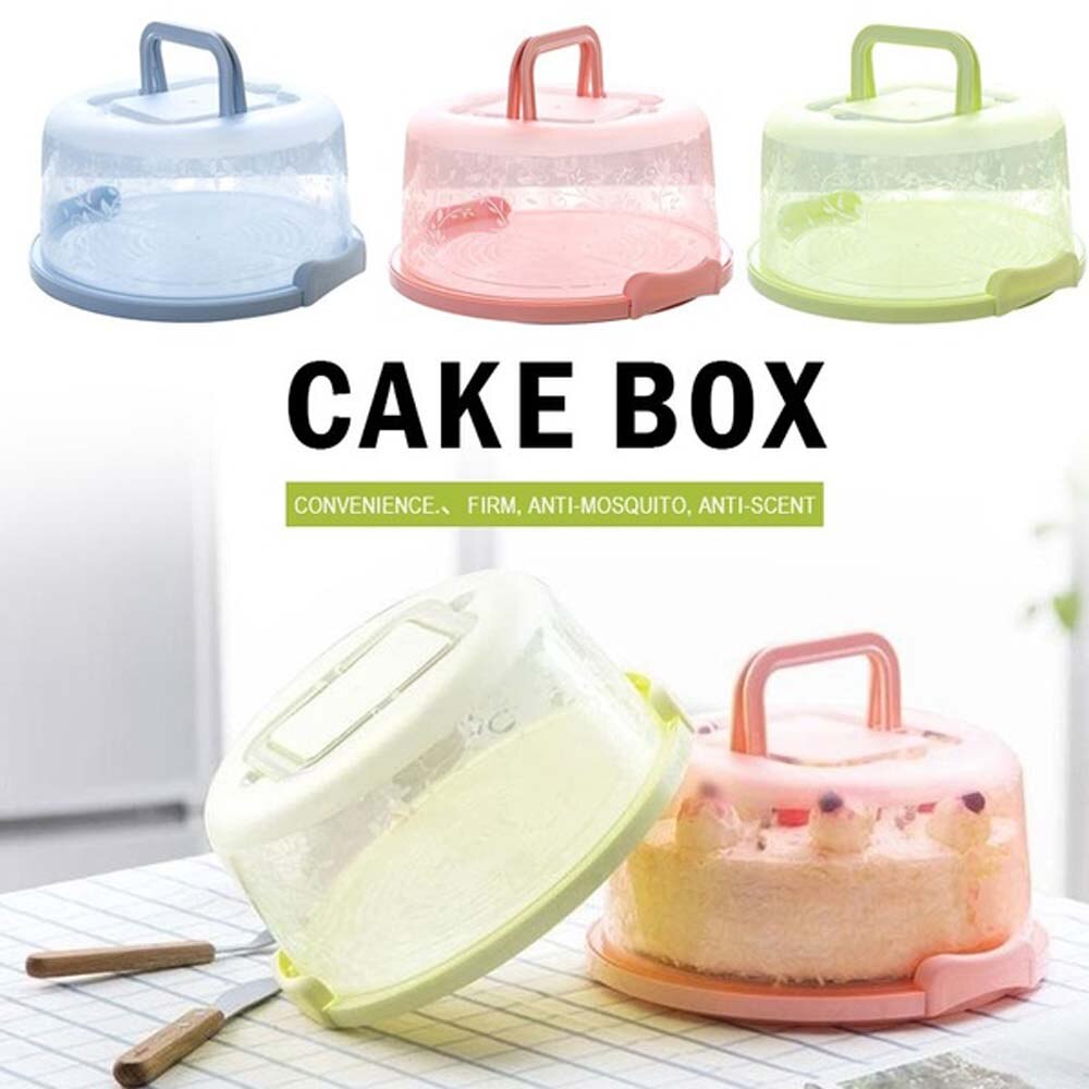 Portable Cake Storage Box Round Birthday Wedding Kitchen Baking Container Holder Cake Box Cupcake Dessert Fruit Storage Carrier