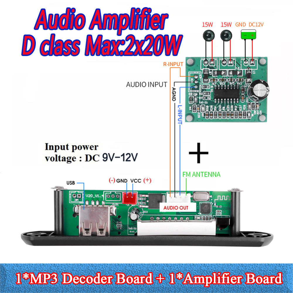kebidu USB MP3 Player Decoder Board TF Radio FM AUX Wireless Bluetooth Module 9V -12V WMA MP3 Audio 3.5mm For Car for iPhone: green