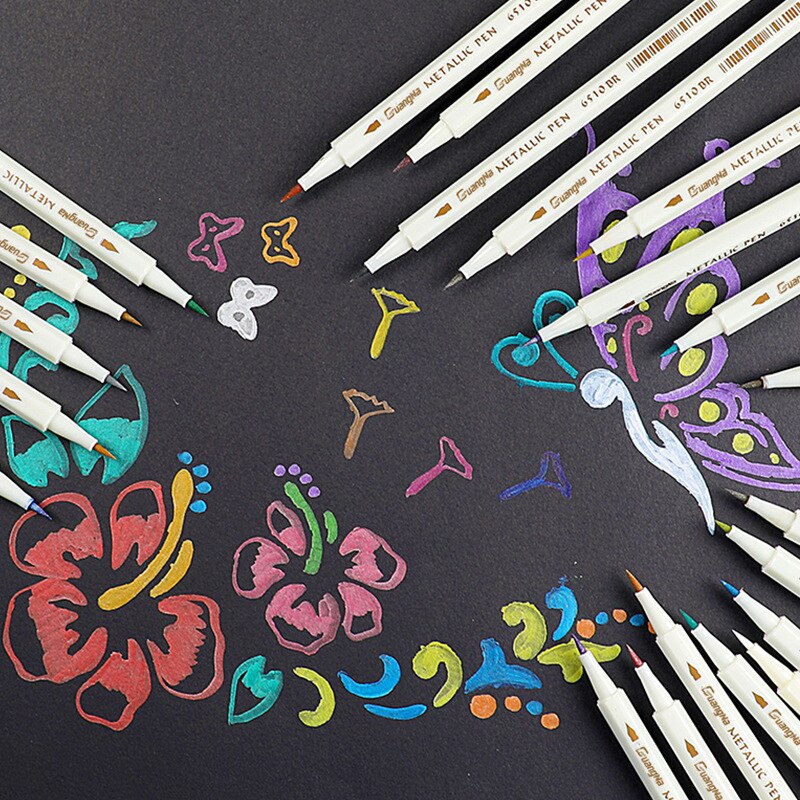 20 farver gør-det-selv manga metallisk markør kalibrering pensel pen graffiti skitse kunst markører til tegning male skoleartikler