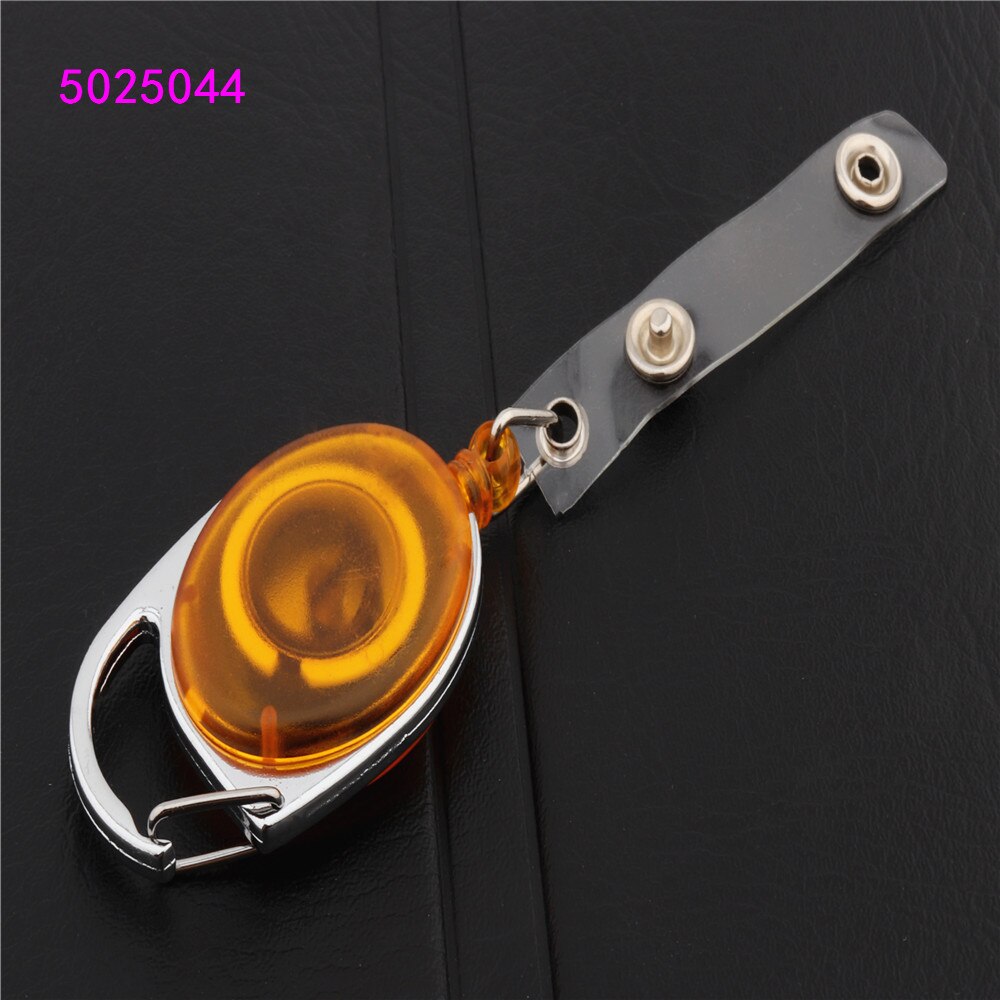 Retractable Pull Badge Reel Zinc Alloy Plastic ID Lanyard Name Tag Card Badge Holder Reels Key Ring Chain Clips: Transparent yellow
