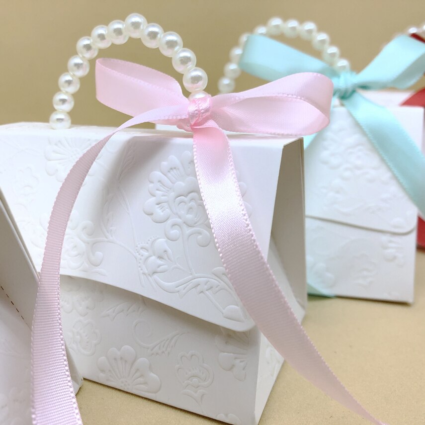 RMTPT 10pcs/lot Portable Party Wedding Favor Boxes Chocolate Treat Candy Bag Baby Shower Birthday Party Decoration