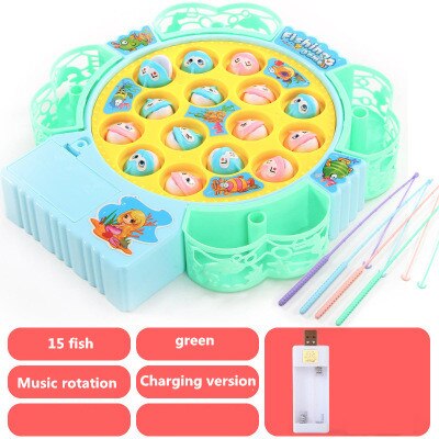 Kids Fishing Toys Electric Rotating Fishing Play Game Musical Fish Plate Set Magnetic Outdoor Sports Toys for Children: 4