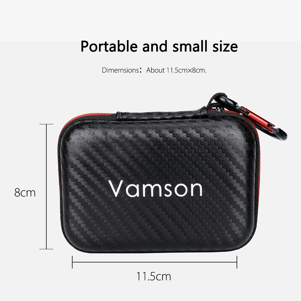 Vamson tilbehør til gopro hero 10 9 8 7 6 5 sort  yi 4k sjcam kamera taske taske lynlås boks opbevaring tilbehør  vp814