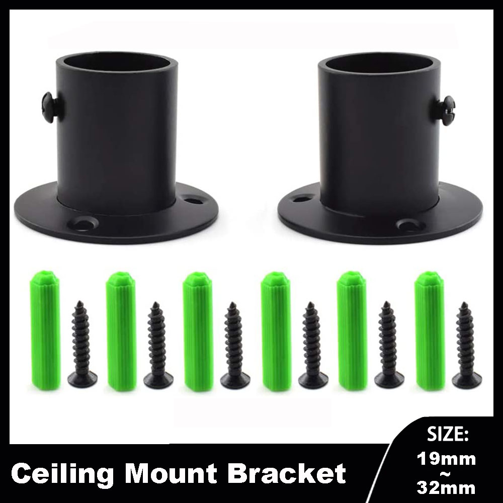1-1/4 Inch Curtain Rod Ceiling-Mount Bracket Stainless Steel Flange Rod Holder Closet Pole End Supports Socket 2 Pack