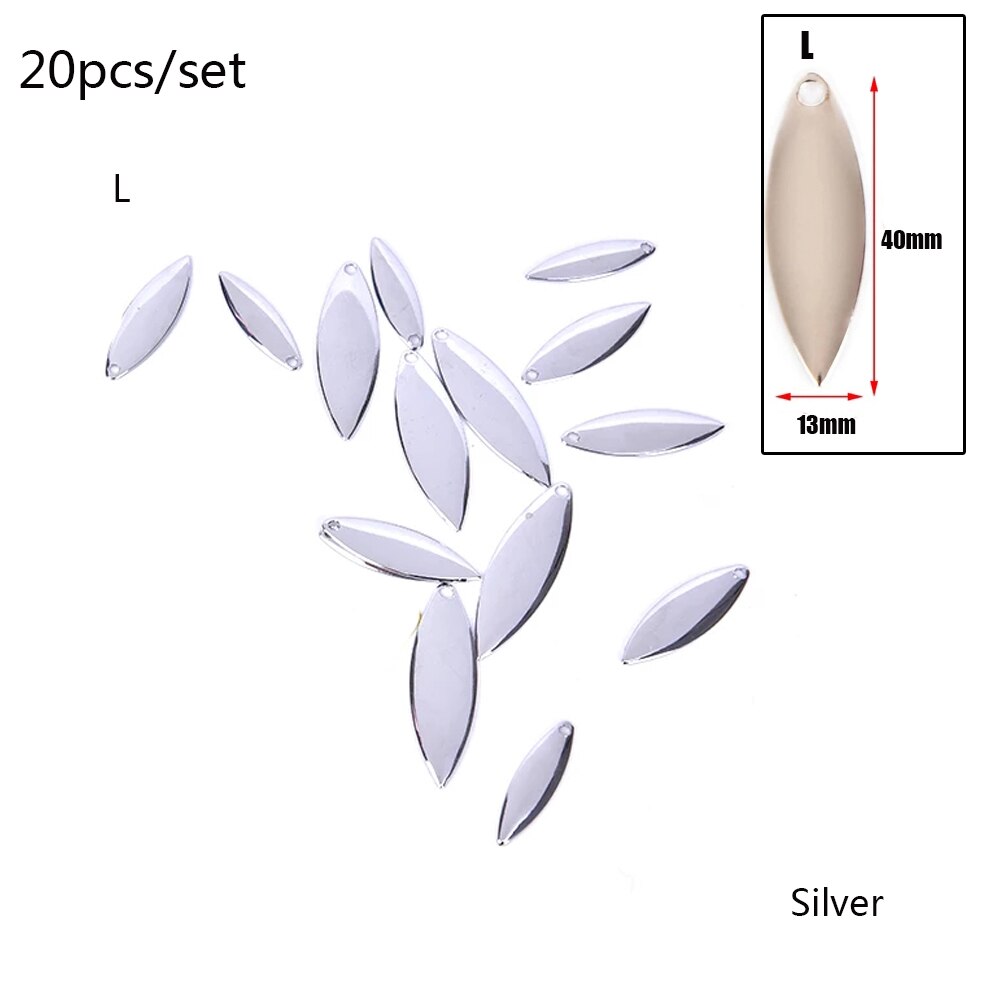 Metal Willow Spinner Blades Smooth Finish,DIY Spinner Bait Fishing Lures,Tackle Craft Fishing Spinner Blades: silver L