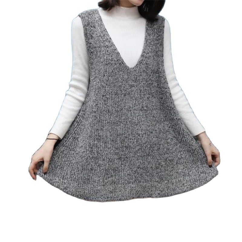 Female Autumn Loose Womens Vest Jackets Waistcoat Woman Hedging Vests Spring Long Ladies Knitted Gilet Coat Sweaters Chaleco