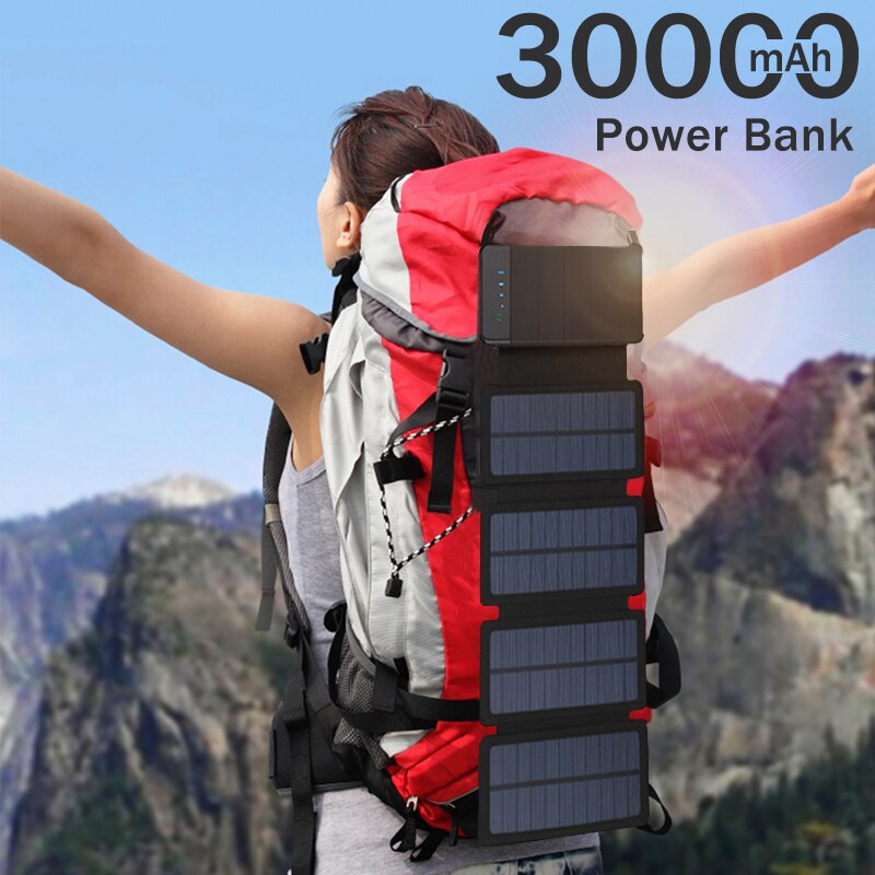 Klapp 30000mAh Solar- Energie Bank Ladegerät Solar- Tafel Sunpower Batterie Solar- Celles Freien Externe Solar- Batterie Pack