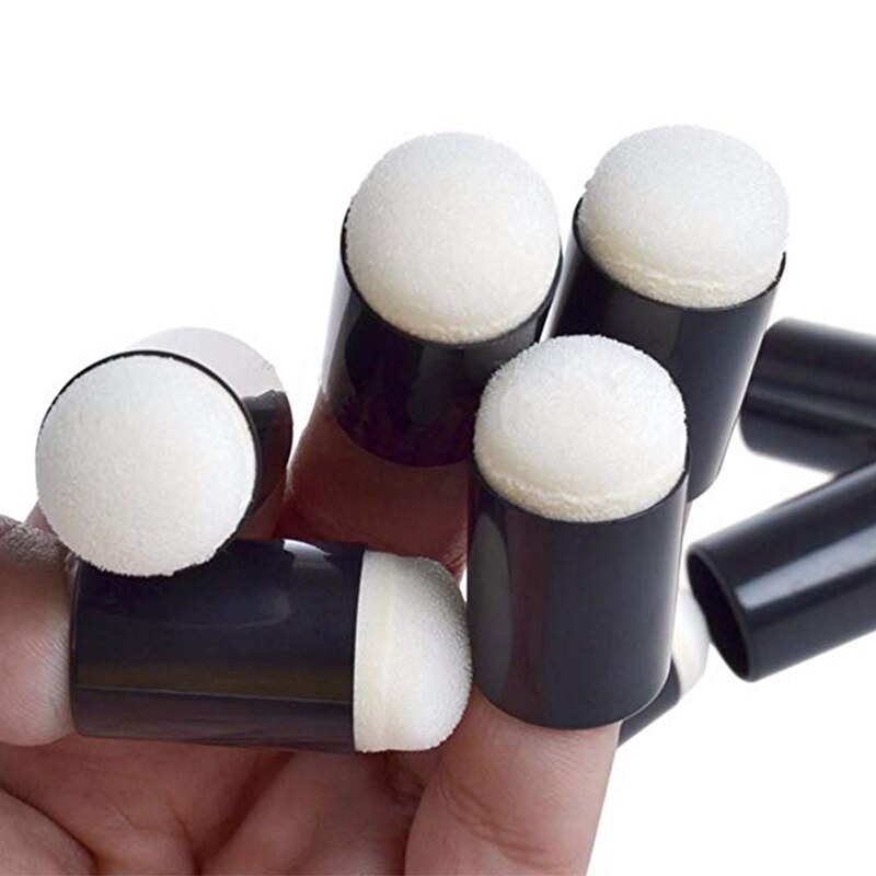 50 Uds esponja para dedos Dauber pintura almohadilla de tinta cepillo para estampación estuche para manualidades herramientas de arte con caja Oficina dibujo escolar DIY Craft