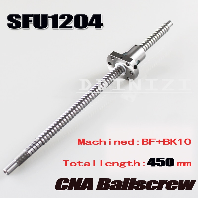 1 stk kugleskrue sfu 1204 450mm+ 1 stk  rm1204 kugleskrue kuglemøtrik med standardbehandling til  bk10 / bf10