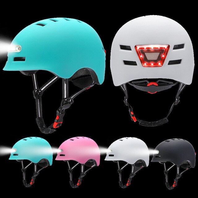 Capacete de bicicleta inteligente com 3 tipos de luzes de advertência, capacete brilhante inteligente e seguro, confortável e leve