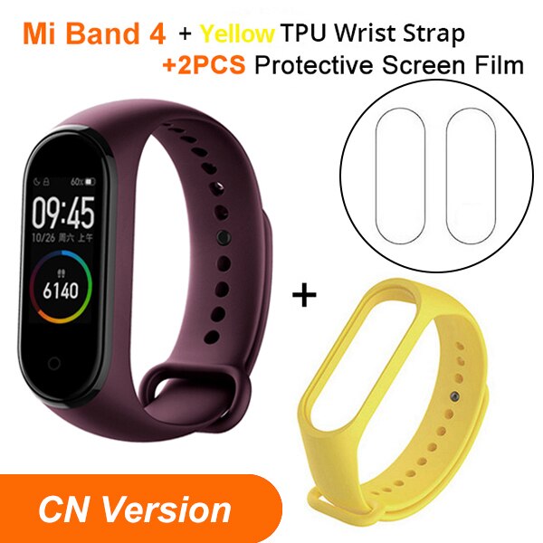 In Stock Xiaomi Mi Band 4 SmartBand MiBand 4 Bracelet Heart Rate Fitness tracker Bluetooth 5.0 50M Waterproof: CN Red N Yellow str