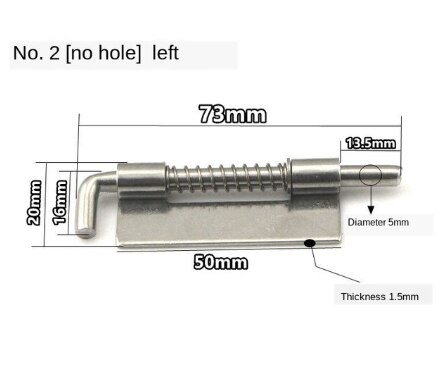 304 Stainless Steel loaded Hinge bisagras Security Spring bolt Barrel Latch for Industrial Welding Distribution Cabinet Hardware: 2-NO hole-L