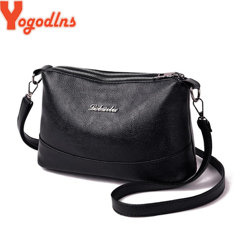 Yogodlns Double poches sacs à bandoulière en cuir souple PU femmes sac à bandoulière avec deux sangles épaule femme sacs de messager noir