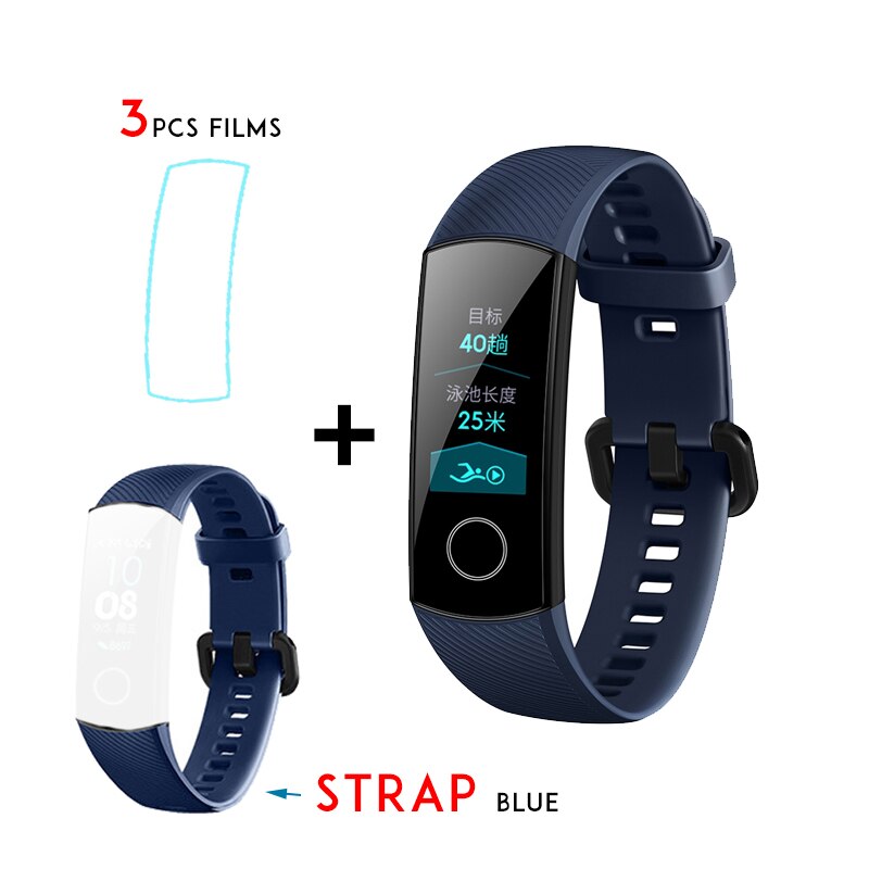 Original Huawei Honor Band 4 Standard Version Smart Wristband Color Screen Touch Pad Heart Rate Sleep Snap Monitor: Blue n Blue strap