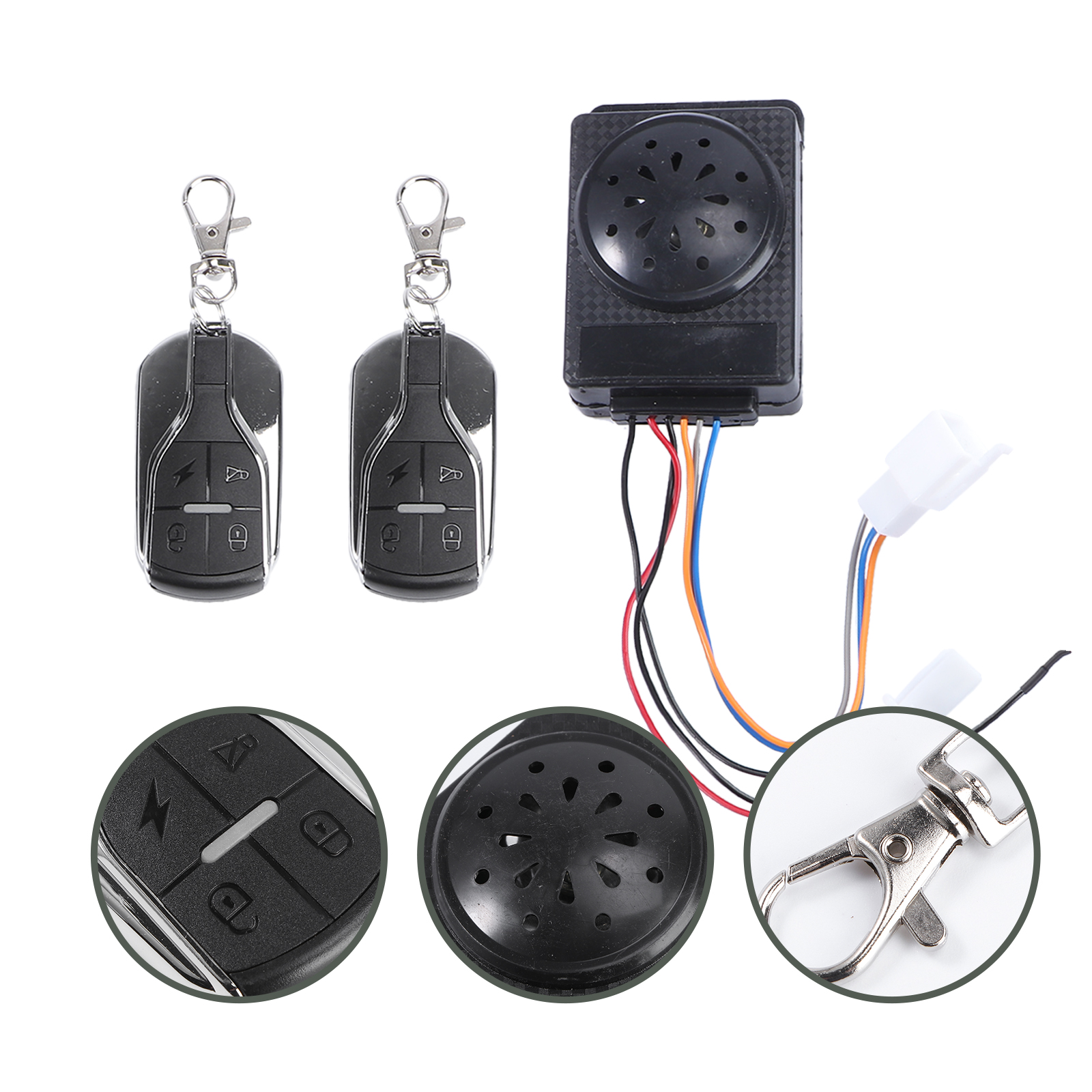 3Pc Motorcycle Alarm System Anti-theft Horn Alarm Warner with Cutting Off Remote Engine Start Arming Disarming: Default Title