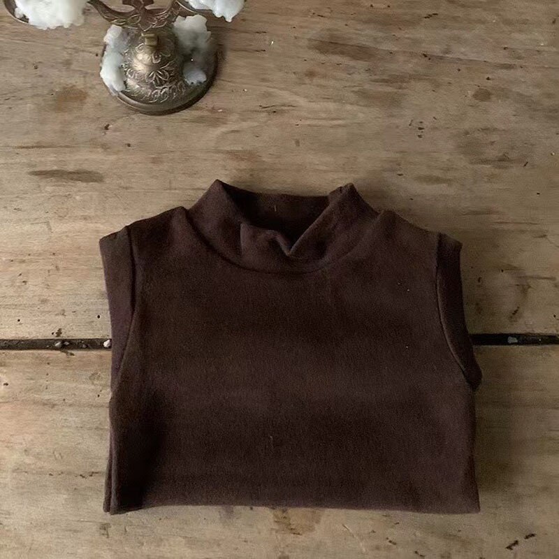 Baby T-shirt Katoenen Baby Lange Mouw Dieptepunt Shirt Effen Kleur Kinderen T-shirt Voor Jongens Tee Meisjes Blouse Kinderen kleding: brown / 9M  73cm