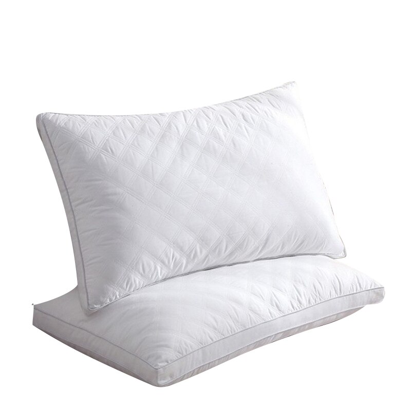 Color sólido almohadas saludables para dormir en casa de cama de Hotel Cervical almohada central cuello de terciopelo de algodón puro almohada de lavado: White / 48x74cm Medium heigh
