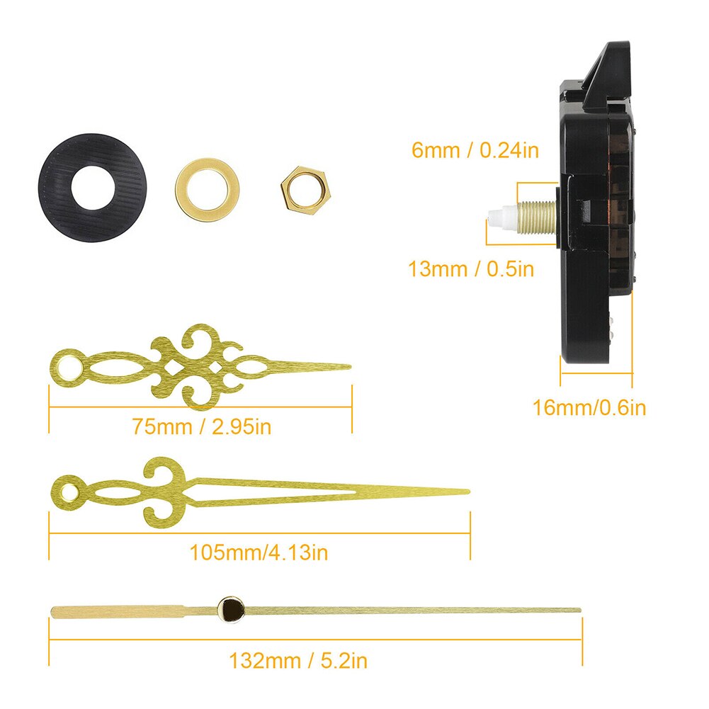 DIY silent quartz clock movement mechanism large wall clock Spindle Black Red hands Repair replacement parts Tool cross stitch