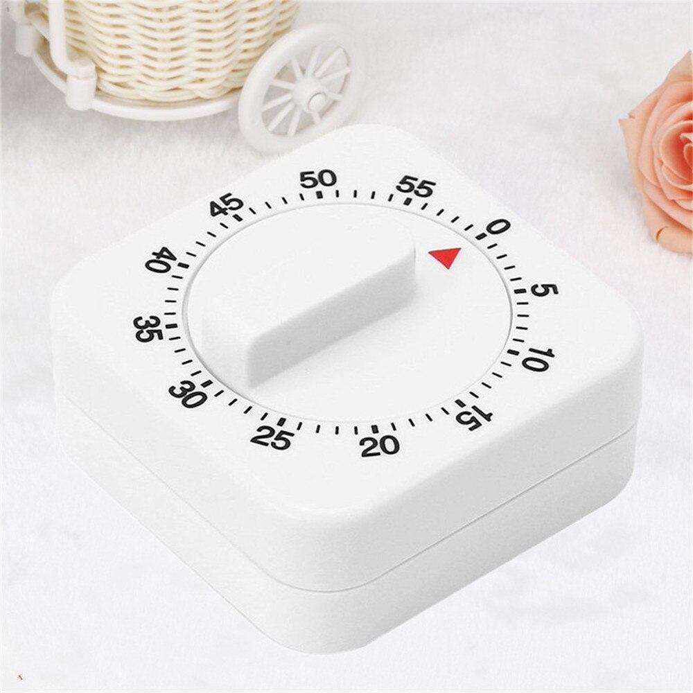 Original 60 Minutes Timer Count Down Alarm Reminder White Square Mechanical Timer For Kitchen Alarm Clock Cooking Timer