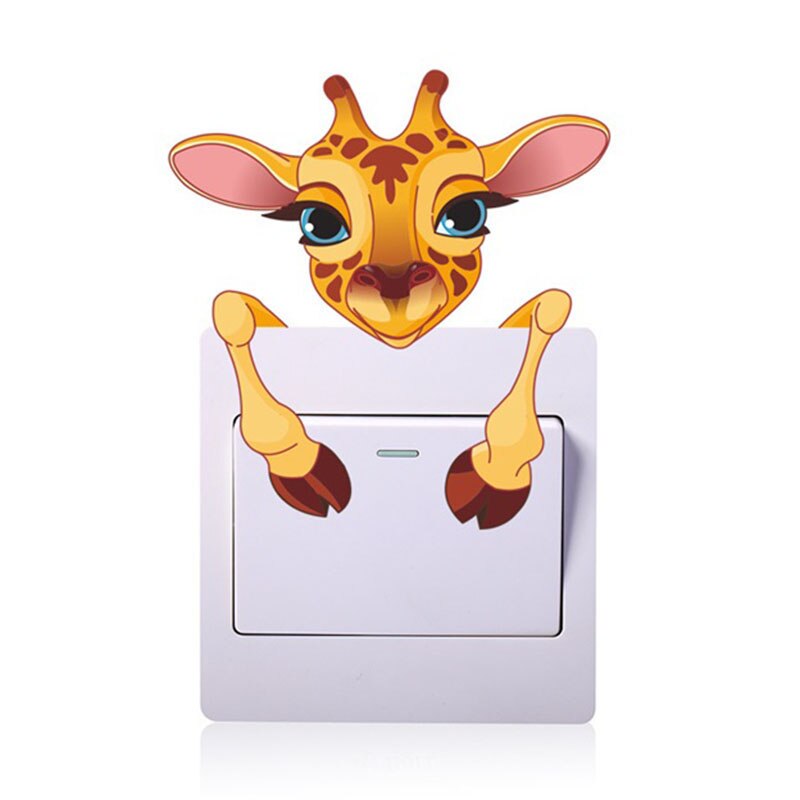 3D Lovely Animals Switch Stickers Wall Decal Elephant Cat Panda Giraffe Mural Art Kids Room DIY Wall Decorative Home Decoration
