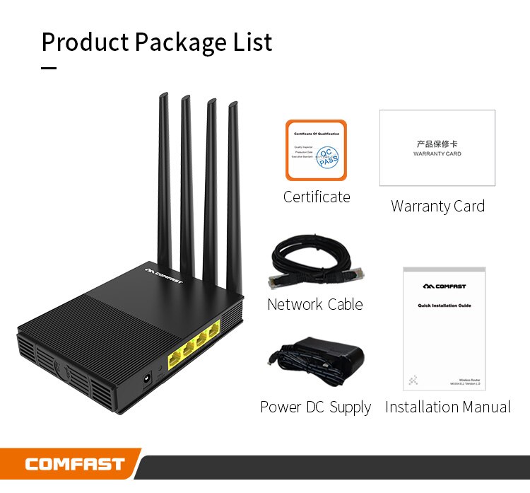 Comfast 1200Mbps CF-WR617AC Dual-Band AC1200 Draadloze Router 5.8Ghz Wifi Repeater Met 4 * 5dBi High Gain antennes Bredere Dekking