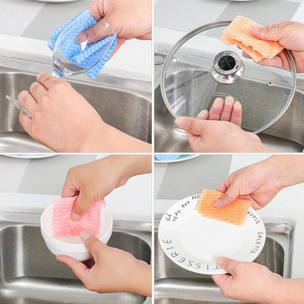 50 Uds./rollo de paño de limpieza de cocina desechable trapos no tejidos paño de fregar paño para la limpieza del baño