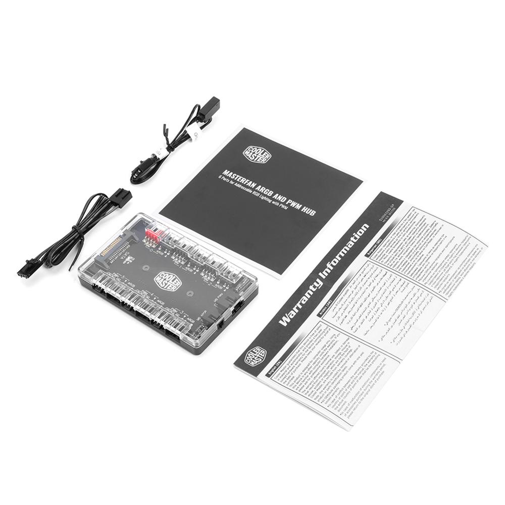 1 to 6 PWM ARGB Fan HUB Splitter 4 Pin PWM 3 Pin Addressable RGB Adapter SATA Interface Concentrator For Desktop PC