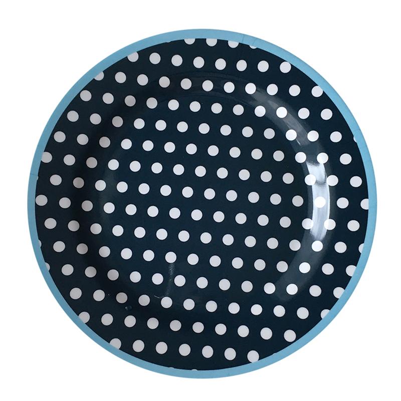 9 inch Imitation Porcelain Plate Dinner Fruit Plate Thickened Snack Plate Dessert Cake Dishes Pastry Tray Tableware Decoration: Navy